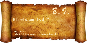 Birnbaum Ivó névjegykártya